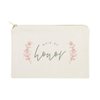 The Cotton & Canvas Co. Floral Maid of Honor Wedding Cosmetic Bag, Bridal Party Gift and Travel Make Up Pouch