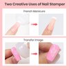 Beetles Gel Polish French Tip Nail Stamp 4Pcs Easy French Manicure Nail Stamper Single Head Soft Silicone Tranparent Long & Short Stamper Nail Tool with Nail Scraper Decorations