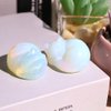 QINJIEJIE Opal Cat Crystals Decor Sleeping Cat Statue Healing Carved Stone Decors Gift Polished White Opalite Gemstones Figurine Office Room Home Desk Lucky Cute Decoration for Women Men Cat Lover