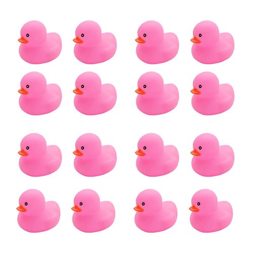 16PCS Pink Rubber Duck Kids Bath Duck Toys for Toddlers Boys Girls,Squeak and Float Rubber Ducks in Bulk Baby Shower Duck Decorations Party Favors (2.2’’)