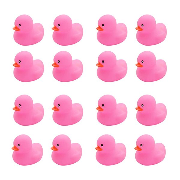 16PCS Pink Rubber Duck Kids Bath Duck Toys for Toddlers Boys Girls,Squeak and Float Rubber Ducks in Bulk Baby Shower Duck Decorations Party Favors (2.2’’)
