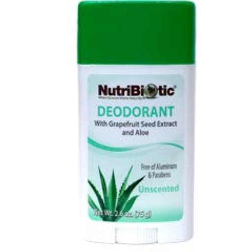 NutriBiotic Unscented Deodorant (Pack of 2) with Witch Hazel Extract, Grapefruit Seed Extract and Aloe Vera Gel, Vegan, Aluminum and Paraben free, 2.6 oz.