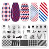 JERCLITY 6pcs Independence Day Nail Stamping Plates Patriotic Nail Stamping Kit 4th of July American Flag Stars Statue of Liberty Image Plates Nail Art Design Template Print Nail Stamper Kit for Women