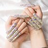 LOVFUL Press on Nails Eternal Stunning | Handmade with Full Covered Crystals | Reusable Fake Nails | 2.16in Long Square | H46-M
