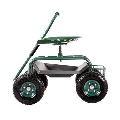 Kinsuite Garden Cart Rolling Work Seat Outdoor Utility Lawn Yard Patio Wagon Scooter for Planting Adjustable 360 Degree Swivel Seat Green