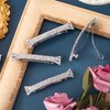 CHANZET Rhinestone Hair Barrettes Clips 4pcs, Sparkly Crystal Hair Clip Silver, Small Bling Diamond Hair Clips Barrettes for Women Thin Hair, Fancy Ponytail Holder Hairpin Hair Accessories for Girls