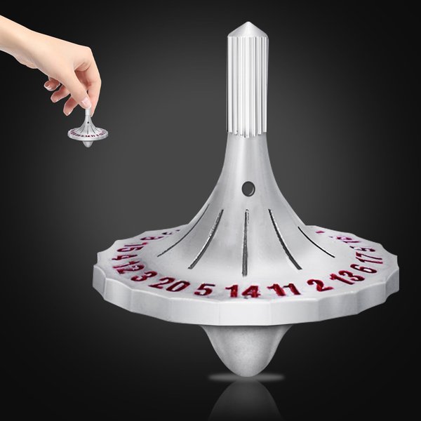 CZYY D20 Spin Top Dice - 3D Printed Spinning Top Dice, Unique D20 Gaming Dice, EDC Fidget Dice, Desk Toy, DND Gift & Accessories for Tabletop RPG Gamer (Silver D20)