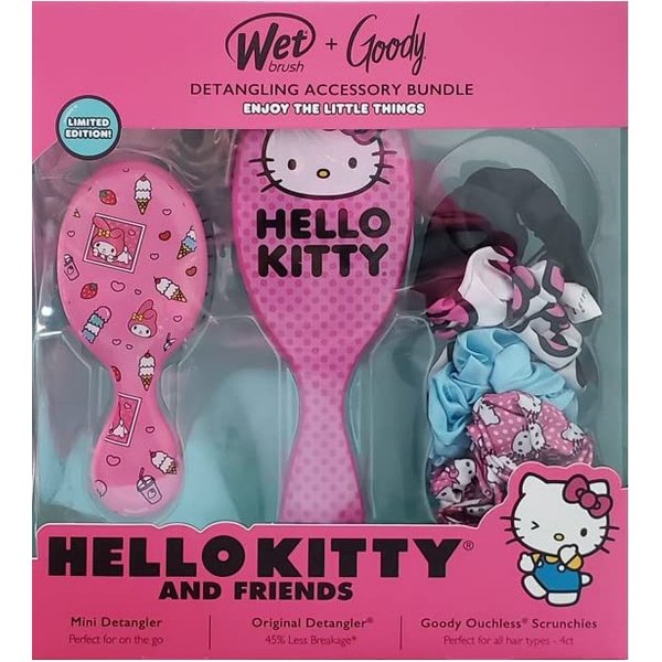 Wet Brush + Goody Detangling Accessory Bundle Hello Kitty And Friends Scrunchies Set Kit (1632833), 1.0 Ounce