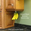 Gadjit Banana Hook Under Cabinet Hanger Ripens Bananas with Less Bruises, Folds up Out of Sight When Not in Use, Saves Countertop Space, Self-Adhesive + Pre-drilled Screw Holes (Black)