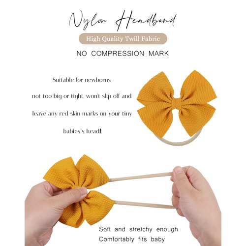 jollybows 40pcs Baby Girls Hair Bows Headband Nylon Hair Band Elastic Hair Accessories for Kids Infants Toddlers