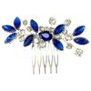 PRETTYLIFE Crystal Bride Wedding Hair Comb Silver Vine Bridal Hair Accessories Party Prom Hair Piece for Women and Girls (Royal Blue)