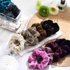 Bememo 28 Pieces Velvet Scrunchies Hair Ties Elastics Scrunchy Bobbles Soft Hair Bands Ponytail Holder Hair Accessories Cute Colors Elastic Hair Bands Party Favors for Teens Women Girls(Dark)