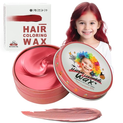 Temporary Red Hair Color Wax for Kids, Women Men Colored Hair Styling Mud, Washable Style Dye for Girls Boys Teens, DIY Instant Hair Coloring Gel Cream for Cosplay Halloween Children's Day