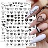 SINSEN Heart Nail Stickers - 6 Sheets Hearts Nail Decals for Women - 3D Self Adhesive Heart Nail Art Stickers - Black Red Heart Love Angel Cupid Nail Designs DIY Valentines Manicure Decorations