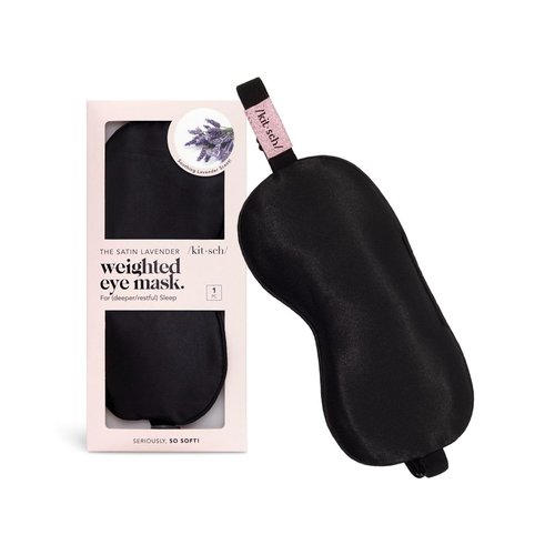 Kitsch Eye Mask for Sleeping, Lavender Softer Than Silk Sleep Mask, Satin Eyemask for Sleeping, Light Blocking & Stylish Eye Cover, Night Eye Pillow Mask, Travel Sleeping Mask for Women & Men (Black)