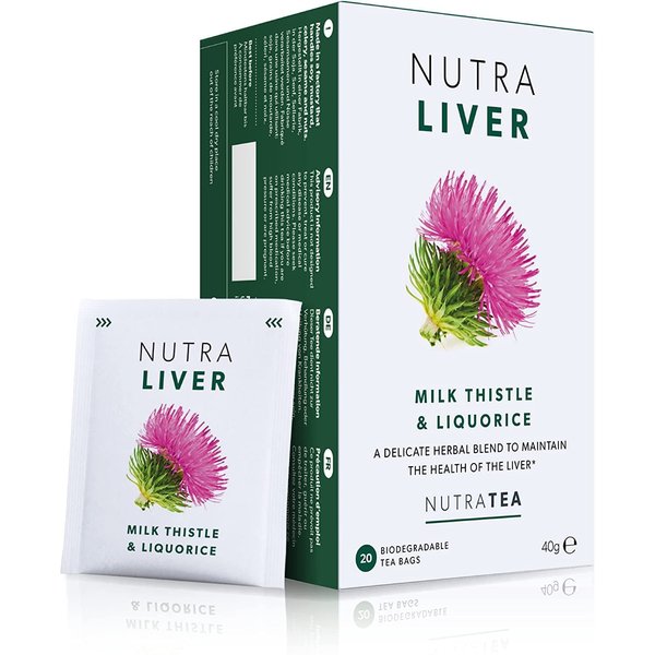 NUTRALIVER - Detox Tea for Liver Cleansing and Support - With Milk Thistle, Turmeric & Fennel - 20 Tea Bags - Herbal Tea by Nutra Tea