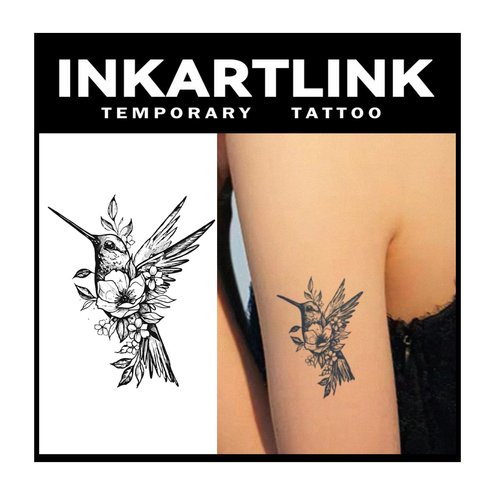 INKARTLINK Tattoo Tech, 3 Sheets Small Semi Permanent Tattoo, Adult Art Design Temporary Tattoos, Lasts 1-2 Weeks, Waterproof, Realistic Look, No Adhesive, No Reflection (Little Bird Design)
