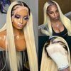 32 Inch Ombre Lace Front Wig Human Hair Straight 1B613 HD Lace Frontal Glueless Wigs Free Part 13x4 Ombre Blonde Lace Front Wigs Human Hair Pre Plucked Black Blonde Ombre Human Hair Wig 150% Density