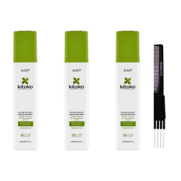 yper Asp Kitoko Volume - Enhance Leave - In Treatment (8.5 oz) with Teasing Comb Pack 3