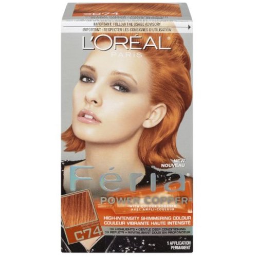 L'Oreal Feria PowernCopper, Hair Color C74 Intense Copper, 1 Count