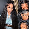 BVLBVL 28Inch Curly Human Hair Wig 200 Density 13x6 HD Lace Frontal Curly Wig Human Hair 12A Lace Front Wigs Human Hair Pre Plucked Wet and Wavy (28 Inch)