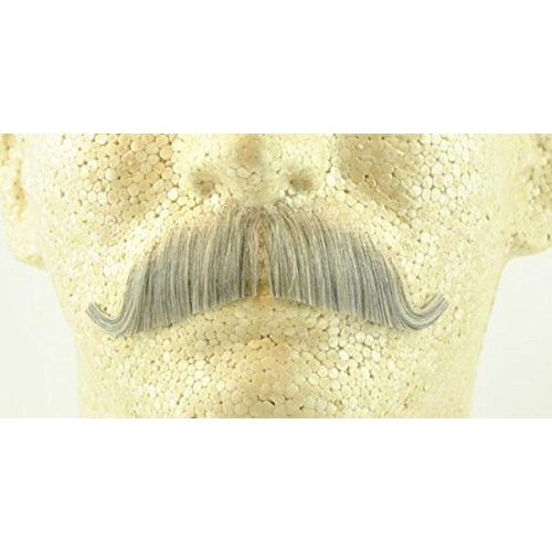 European Moustache LIGHT GREY - Spirit Gum Included! - 100% Human Hair - no. 2012 - REALISTIC! Perfect for Theater - Reusable!