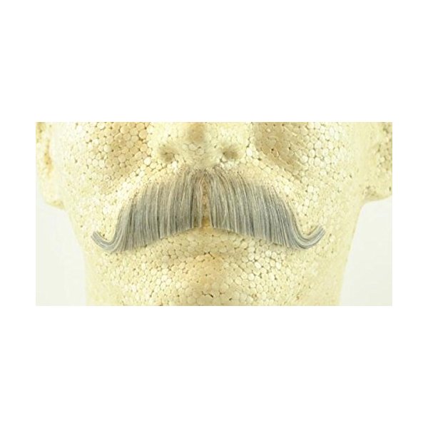 European Moustache LIGHT GREY - Spirit Gum Included! - 100% Human Hair - no. 2012 - REALISTIC! Perfect for Theater - Reusable!