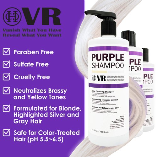 COCO-HONEY Purple Shampoo for Blonde Lightening Color Treated Hair Silver and Gray Highlighted Hair/Paraben Free/Cruelty Free/Sulfate Free/Safe for Color-Treated Hair 16 oz
