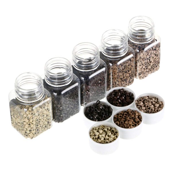 Micro Crimp Beads Screw Micro Rings beads Tube Aluminum microlinks Hair Beads 4.0MM 1000Pcs/Bottle for I-tip hair extension hair tools (Black (1000p))