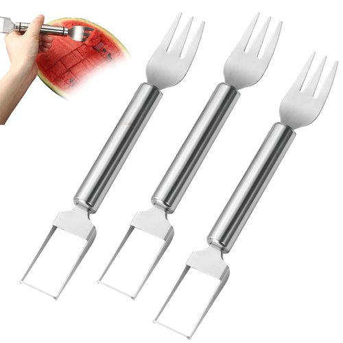 3PCS Watermelon Fork Slicer Cutter, 2 in 1 Stainless Watermelon Slicer