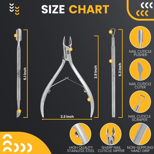 Nail Cuticle Trimmer, Cuticle Pusher, Cuticle Nipper, Cuticle Cutter, Cuticle Tools Set 3 PCS, Cuticle Remover Tool, Professional Cuticle Clipper for Women
