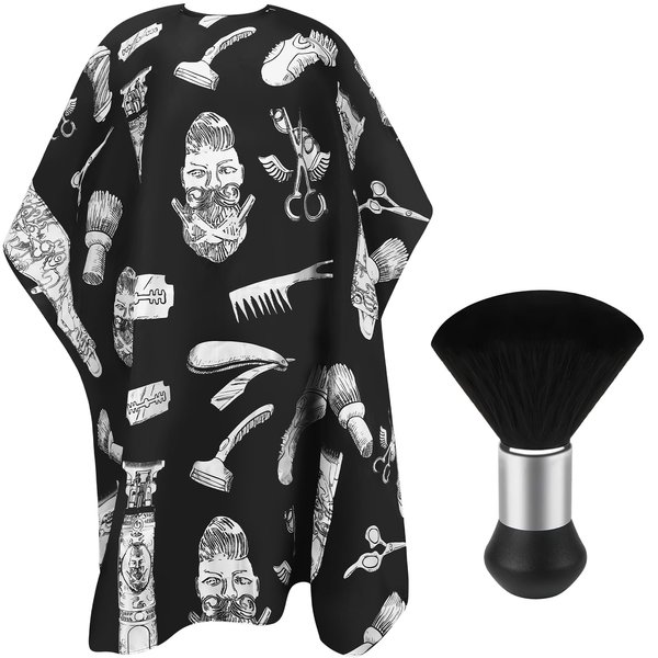 EVRWO Barber Cape Salon Cape Neck Duster Brush, Professional Hair Cutting Cape for Men Women Hair Cutting Accessories (Floral Print)