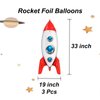 Red Rocket Balloons, Space Balloons for Space Themed Party Decorations Rocket Mylar Balloon for Rocket Birthday Decorations 3 Pcs