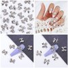 HINZIC 90Pcs Silver Bow Nail Charm 3 Styles Bowknot Nail Bows Glitter Acrylic Pearls Kawaii Valentines Wedding Prom Decoration for Women Girls Phone Case Scrapbook Envelope Cards Making