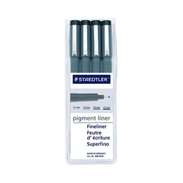 Staedtler Pigment Liner 4 Pieces UP, Black (308 A6 WP403)