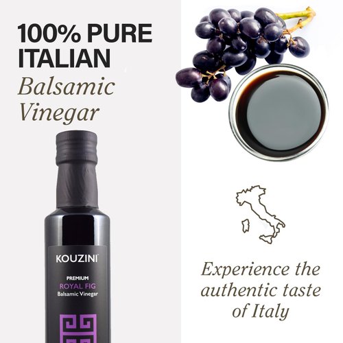 Kouzini Ultra Premium Royal Fig Balsamic Vinegar, Aged Balsamic Vinegars from Modena, Italy, Premium, Smooth & Full-Bodied Flavor, 250ml Bottle