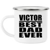 Designsify Gifts, Victor Best Dad Ever, 12oz Camping Mug Stainless Steel Enamel Tea-Cup with Handle, for Birthday Anniversary Mom Dad Parents Fathers Mothers Day Party, to Men Women Him Her Friend