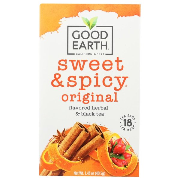Good Earth Sweet & Spicy Herbal & Black Tea, 18 Tea bags, 1.43 Ounce (6-PACK)
