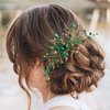 Bride Wedding Hair Comb Green Crystal Golden Bridal Hair Vine Piece Accessories for Women Girls Party Photography (Green)