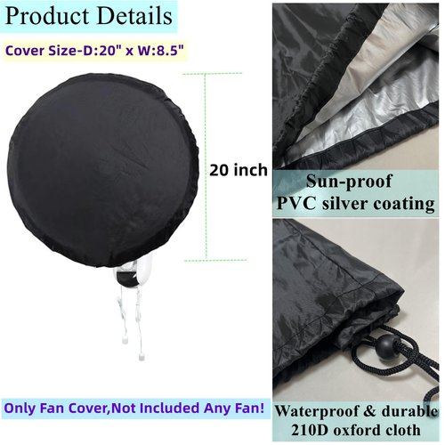 Dustproof Cover for 16 Inch Oscillating Wall Mount Fan Storage,Waterproof Dust Cover for 16" Wall Mounted Fan,16"Oscillating Pedestal Floor Fan Dust Covers,Washable,Reusable, Lightweight,Black,1 Pack