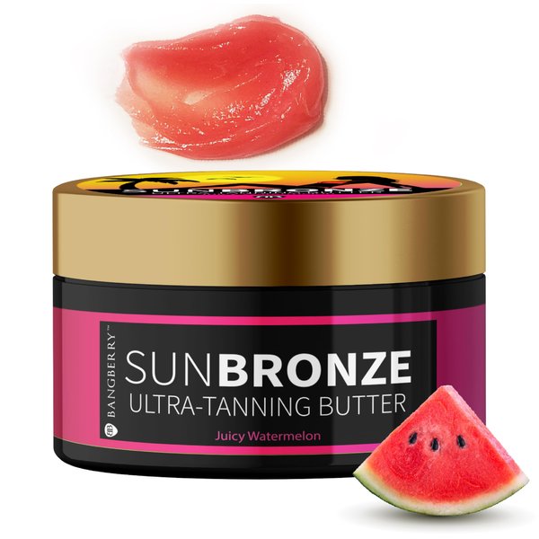 BANGBERRY Original Sun Bronze Ultra Tanning Butter - Juicy Watermelon, Use in the sun outdoor or tanning bed Better than tanning oil Tan faster with premium natural ingredients Safe for Sensitive Skin