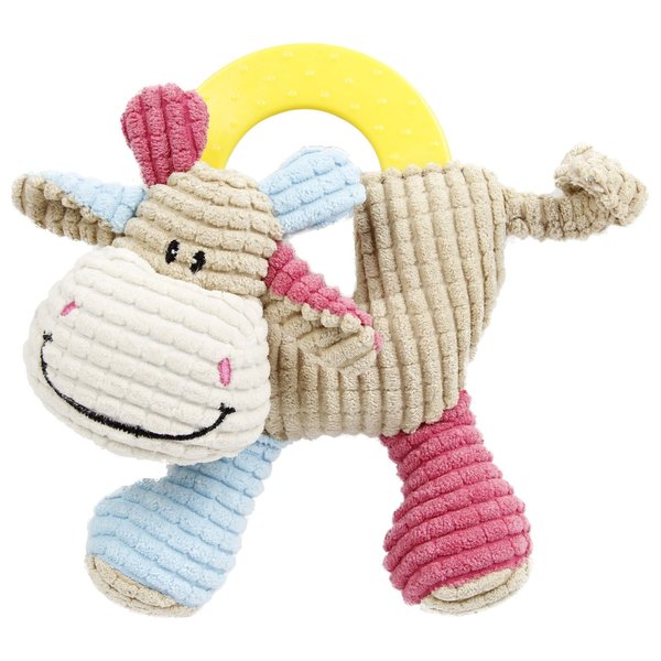 Pet Life ® 'Moo-cifier' Plush Squeaking and Rubber Teething Newborn Puppy Dog Toy