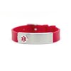 Silicone Adjustable Medical ID Bracelet Stainless Plate Opens (Red)