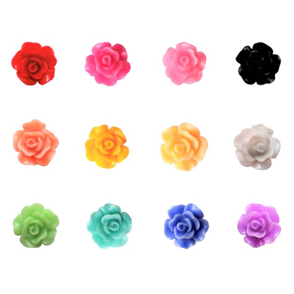 100 pieces Rose Embellishments for Nail Art Charm or jewelry making, 3D with Flat Back Resin Beads Manicure Multicolor Flowers