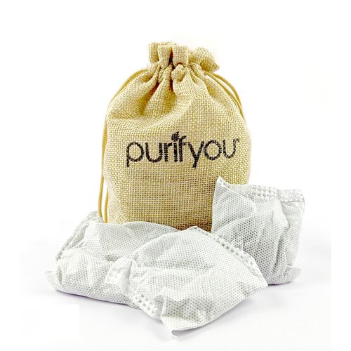100% Natural Bamboo Charcoal Air Purifying Bag - Set of 12 Carbon Filters, Deodorizer Bags, Odor Absorber for Diaper Pail, Trash, Shoes, Closets, Cars, Fridge, Pets House, Kitchen, Home by purifyou