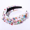 Back to School Headband Colorful Crystal Beads Knotted Headband Cute School Teacher Pattern Top Knot Twist Hairband Headpieces Boho Spring Summer Headband Hair Accessories for Teacher Student (back to