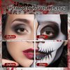 Halloween Face Painting Makeup Kit, Black Gray Red Face Paint + Vampire Fangs Teeth + Fake Blood Washable + Halloween Nails Black, SFX Face Body Paint for Zombie Cosplay, Injuries, Blood Effects