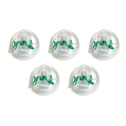 Dealmed Non-Rebreather Oxygen Mask – Oxygen Face Mask with Adjustable Nose Clip, Clear Finish, Adult Size, Suitable for Doctors, EMTs, Hospitals, and First Aid Kits (5 Count)