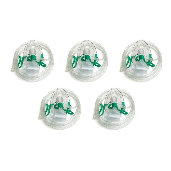 Dealmed Non-Rebreather Oxygen Mask – Oxygen Face Mask with Adjustable Nose Clip, Clear Finish, Adult Size, Suitable for Doctors, EMTs, Hospitals, and First Aid Kits (5 Count)