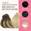 GOO GOO Clip in Hair Extensions Real Human Hair, 14inch 150g 9Pcs, 4/18 Balayage Chocolate Brown Highlighted Dirty Blonde, Remy Human Hair Extensions Clip ins for Women, Natural Human Hair